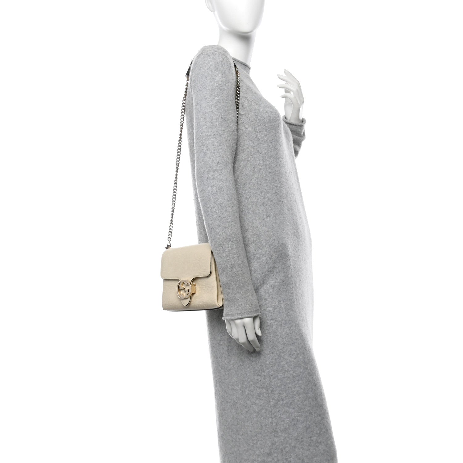 Dollar Calfskin Interlocking G Crossbody Bag Mystic White