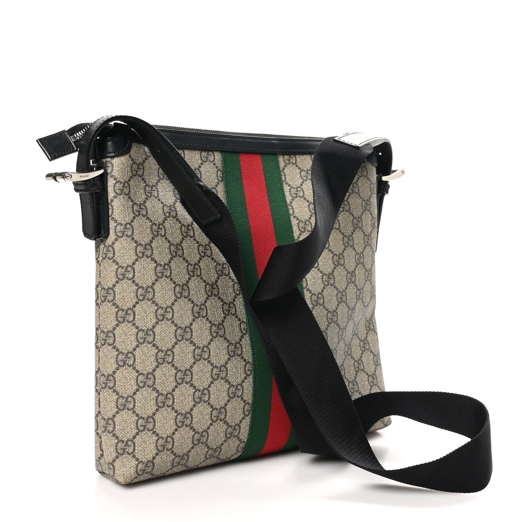 GG Supreme Monogram Web Messenger Bag Black