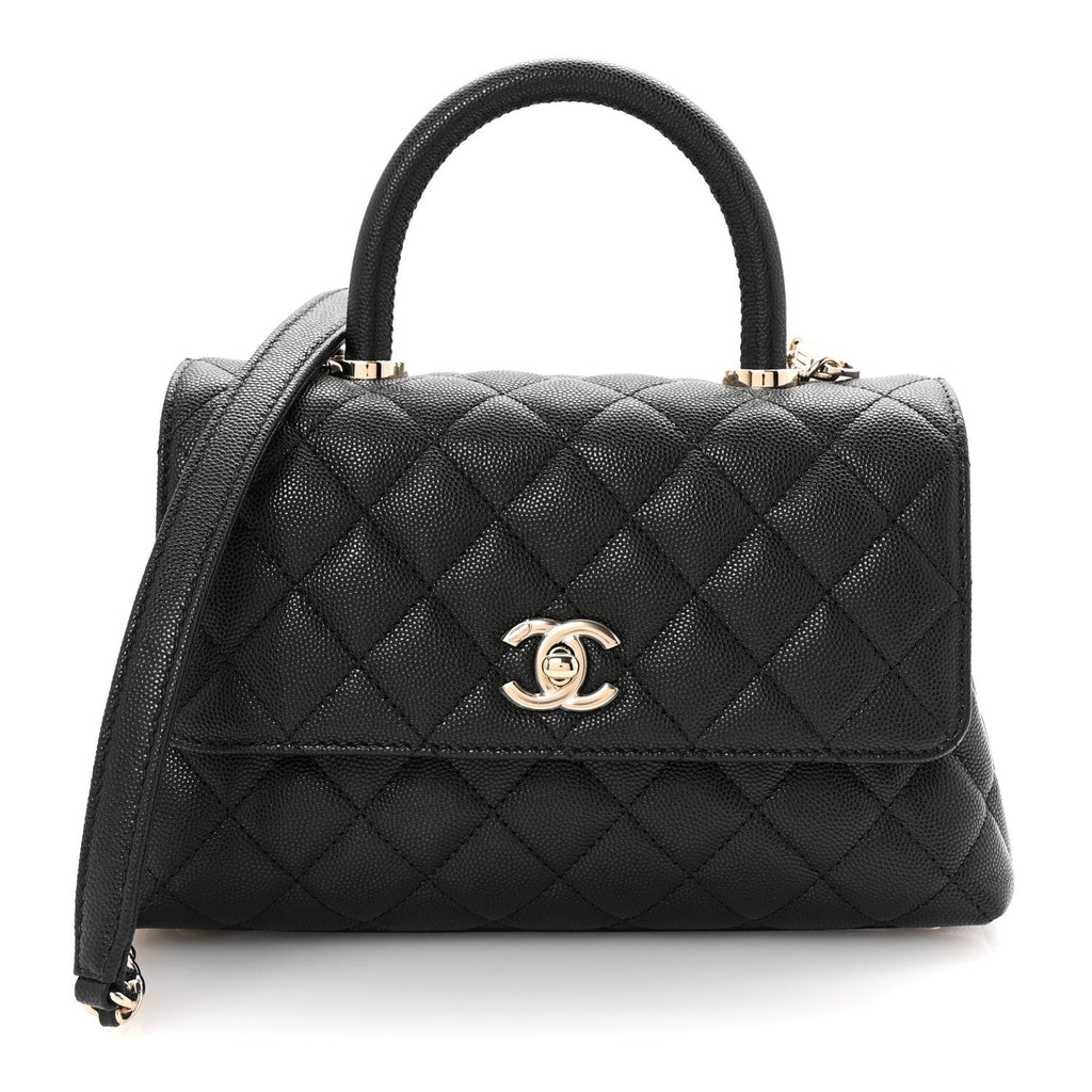 Caviar Quilted Mini Coco Handle Flap Black