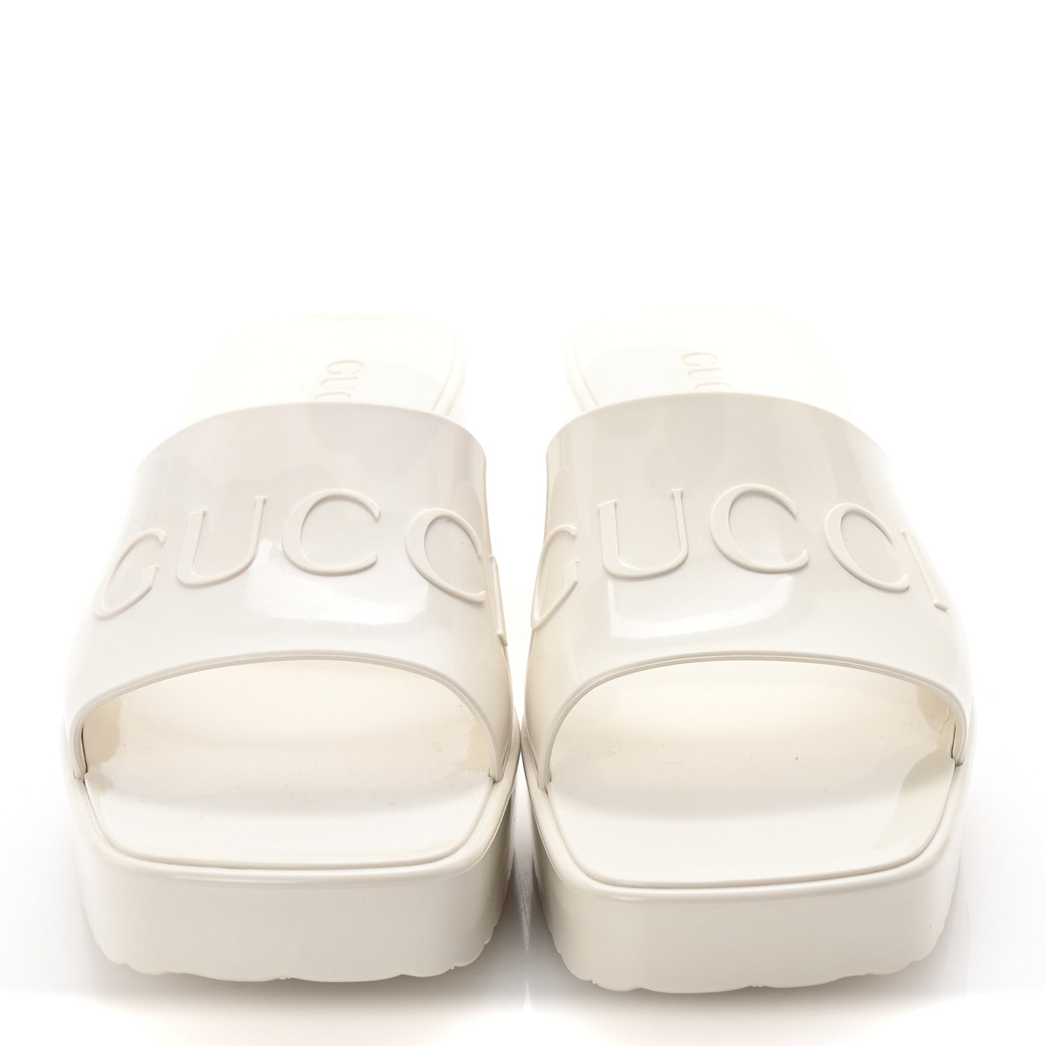 Rubber Gucci Logo Womens Platform 20/60mm Slide Sandals 39 Mystic White
