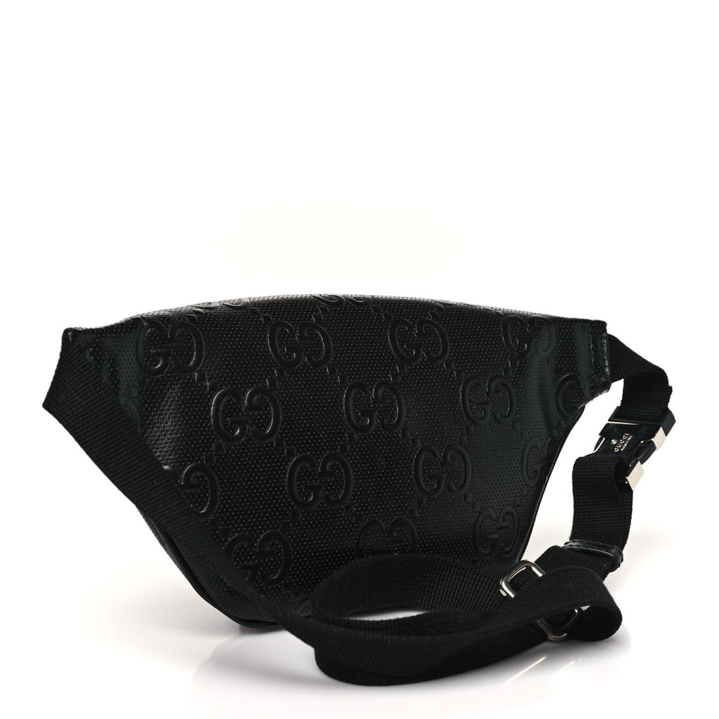Calfskin GG Tennis Embossed Belt Bag Black