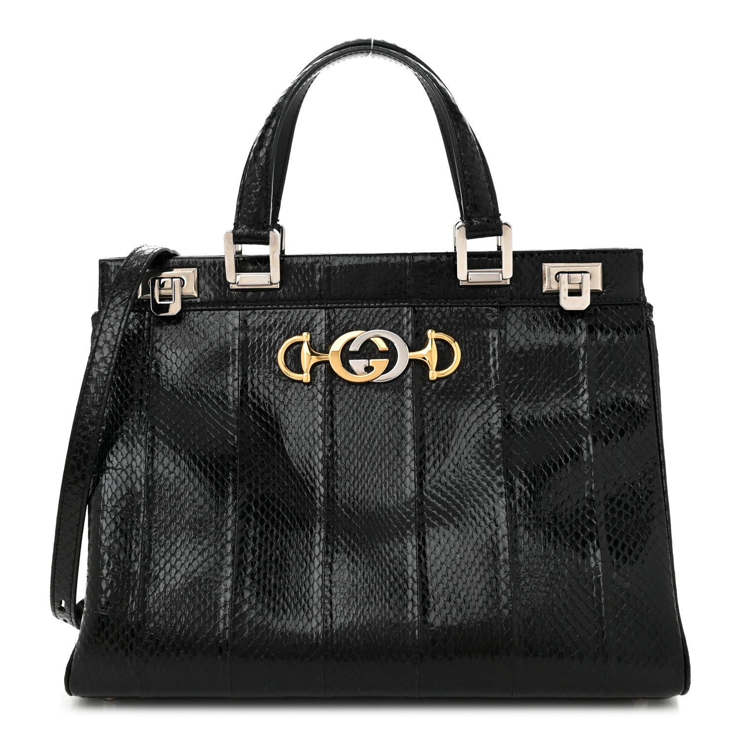 Elaphe Medium Zumi Top Handle Bag Black