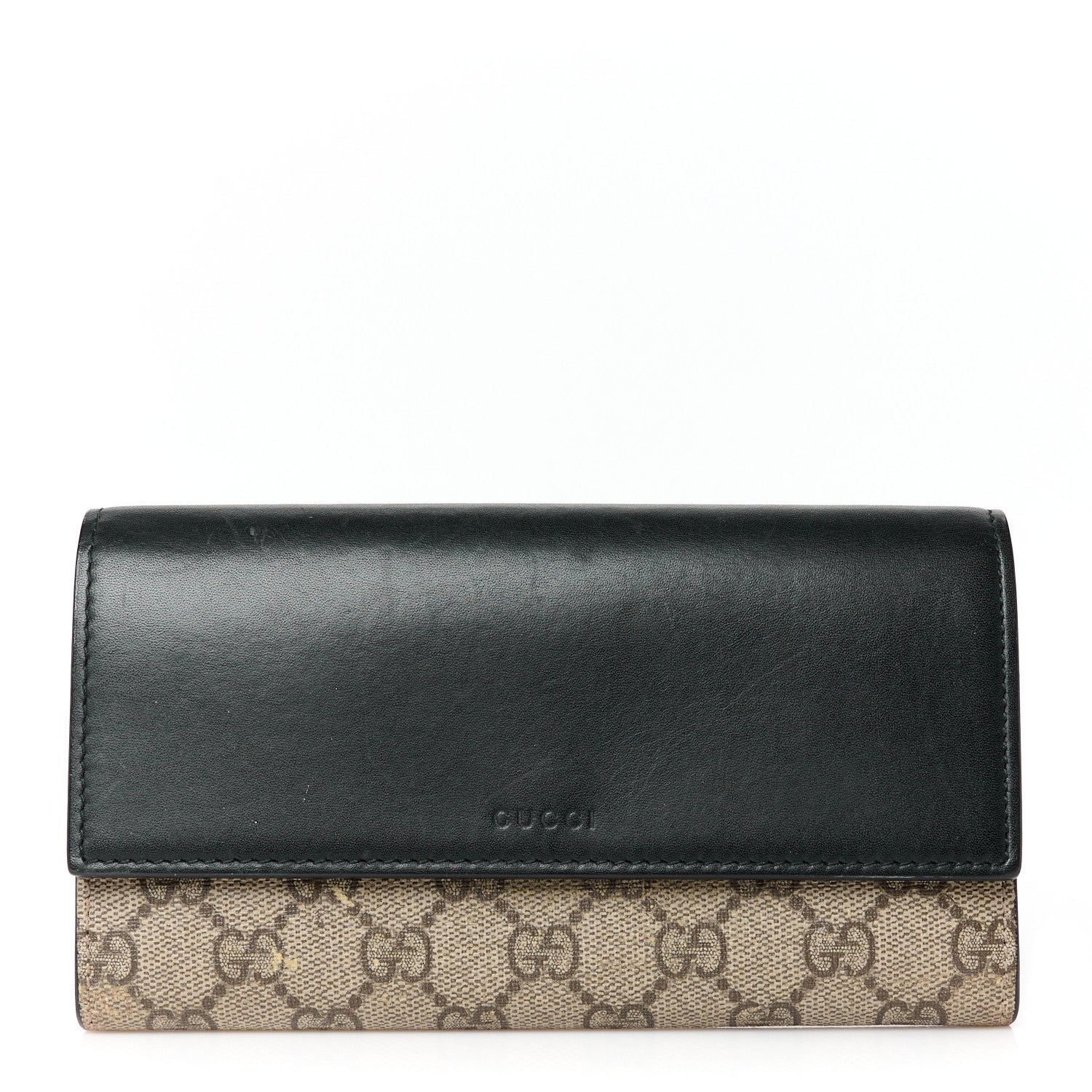 Calfskin GG Supreme Monogram Continental Wallet Black