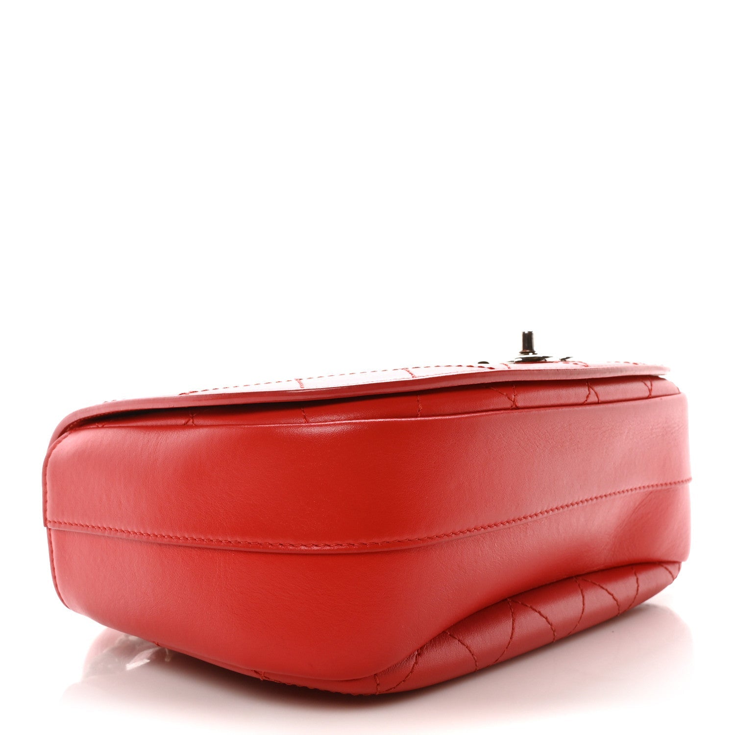 Calfskin Stitched Small Ring My Bag Flap Crossbody Red