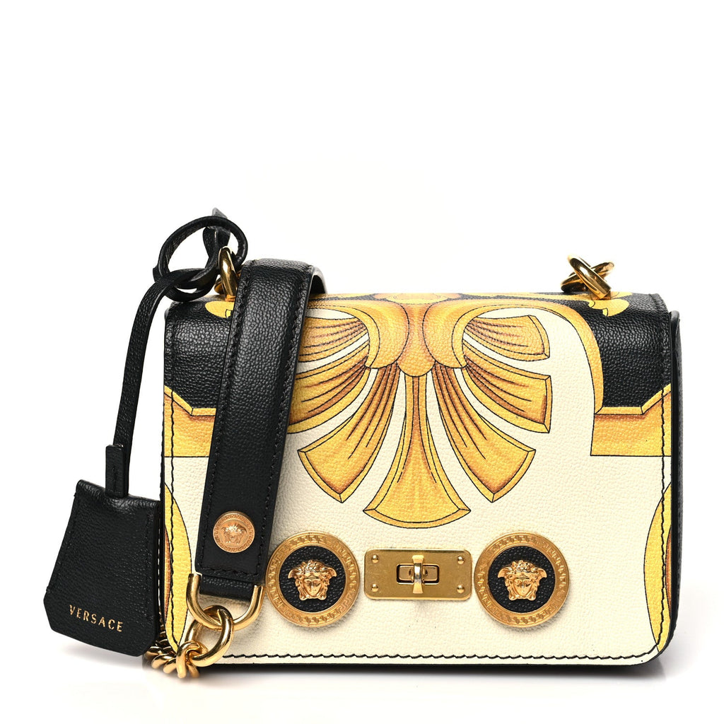Calfskin Barocco Printed Icon Small Shoulder Bag Black