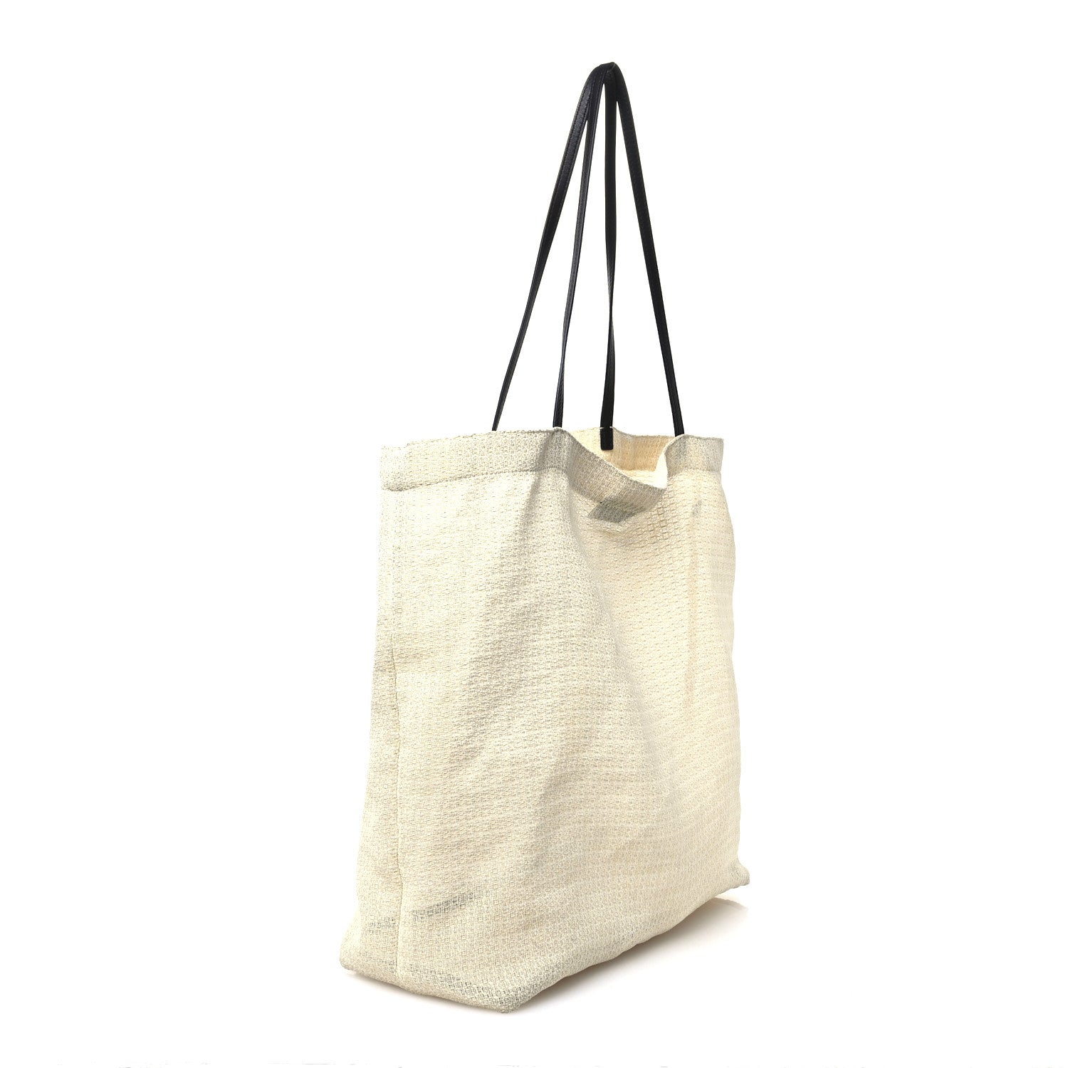 Mesh Saddle Calfskin Barn Tote Bag Ivory