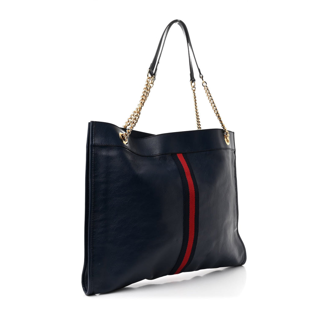 Calfskin Web Large Rajah Chain Tote Blue