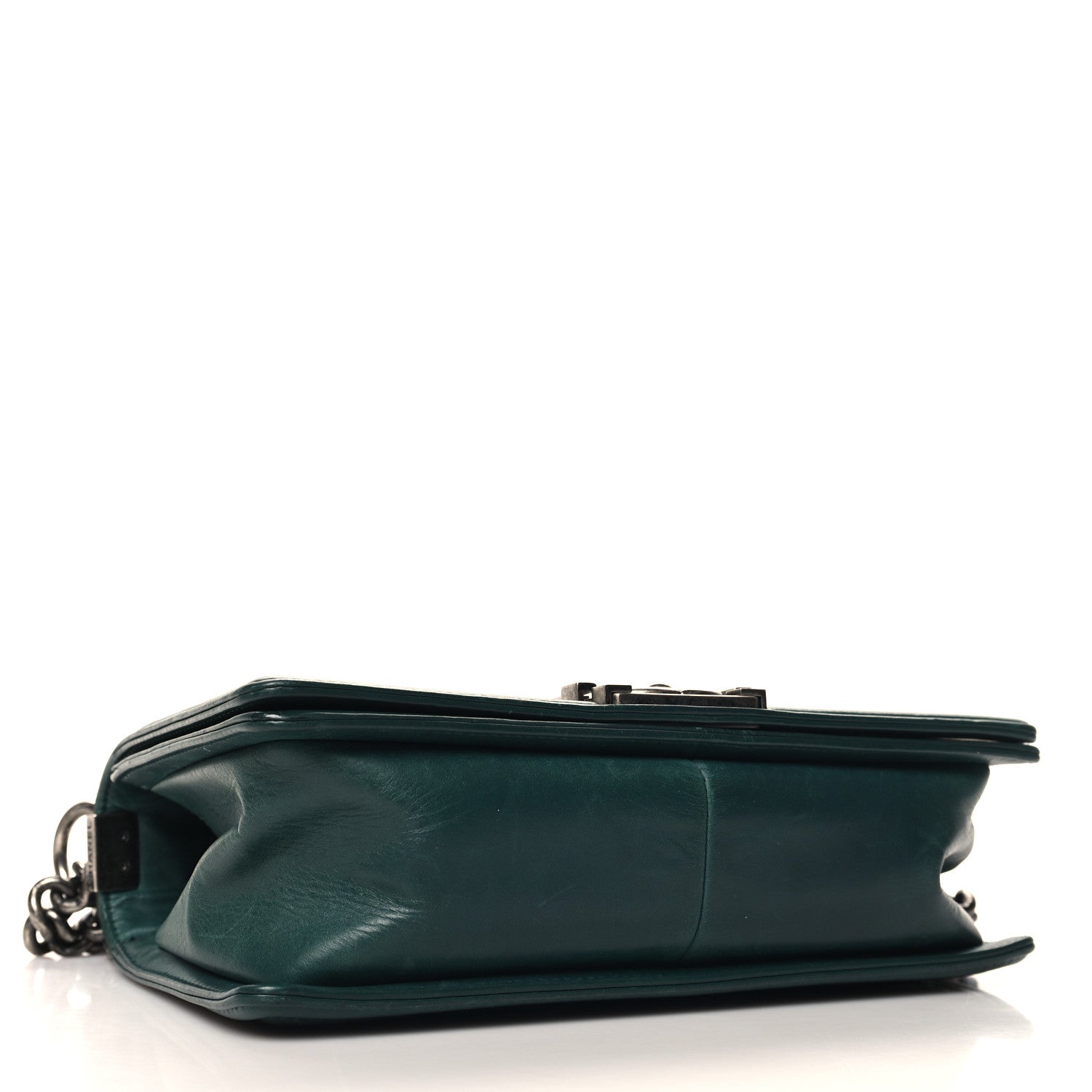 Calfskin Double Stitch Medium Boy Flap Green