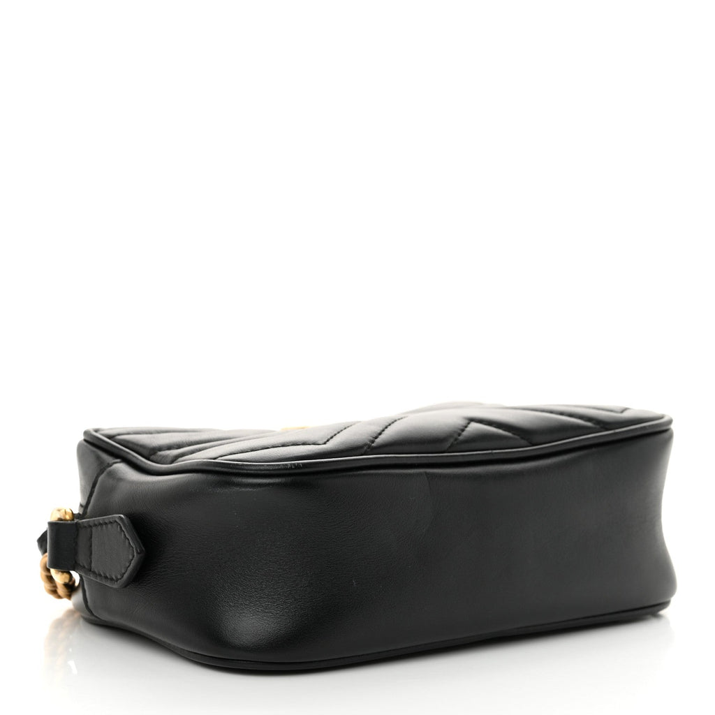 Calfskin Matelasse Mini GG Marmont Chain Shoulder Bag Black