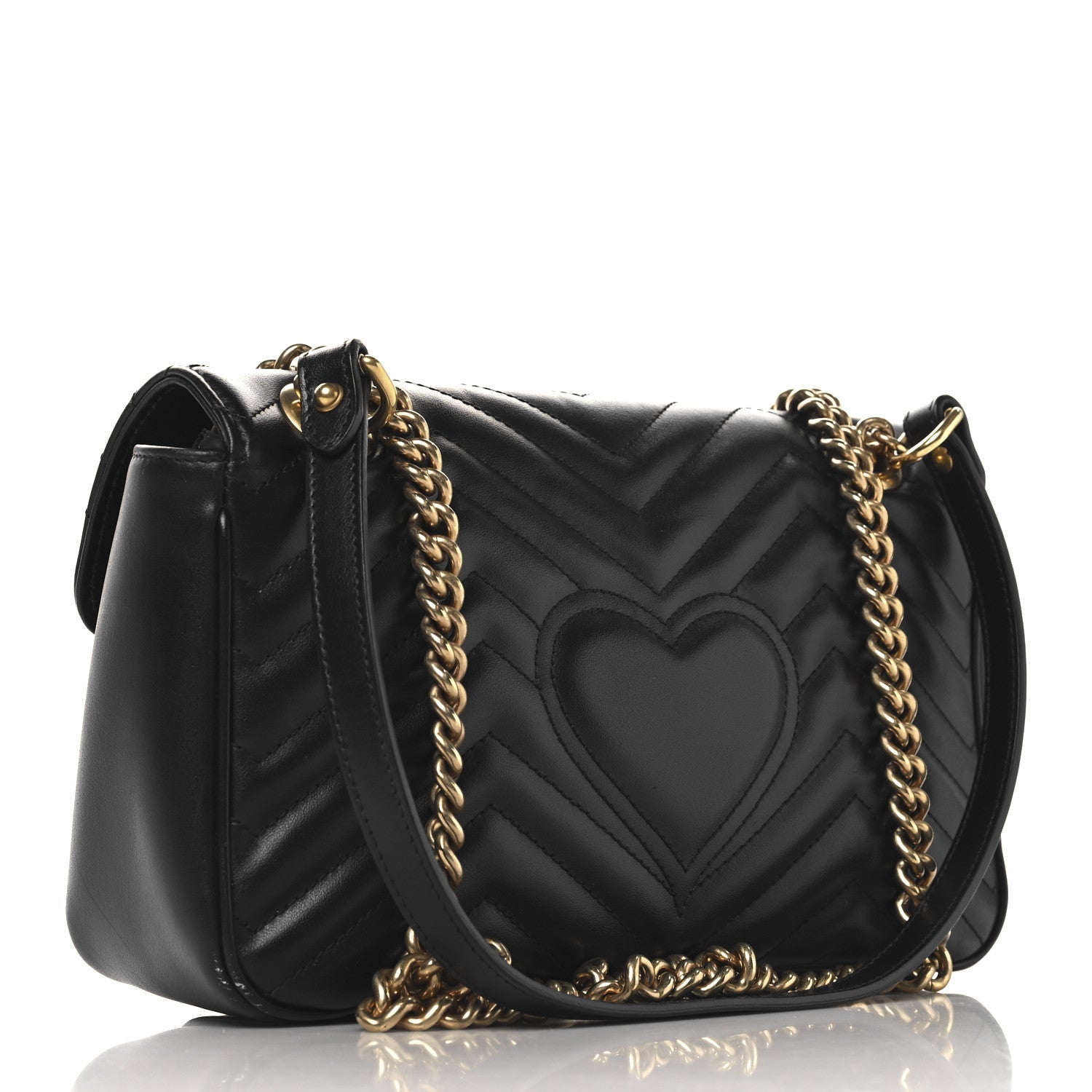 Calfskin Matelasse Small GG Marmont Shoulder Bag Black
