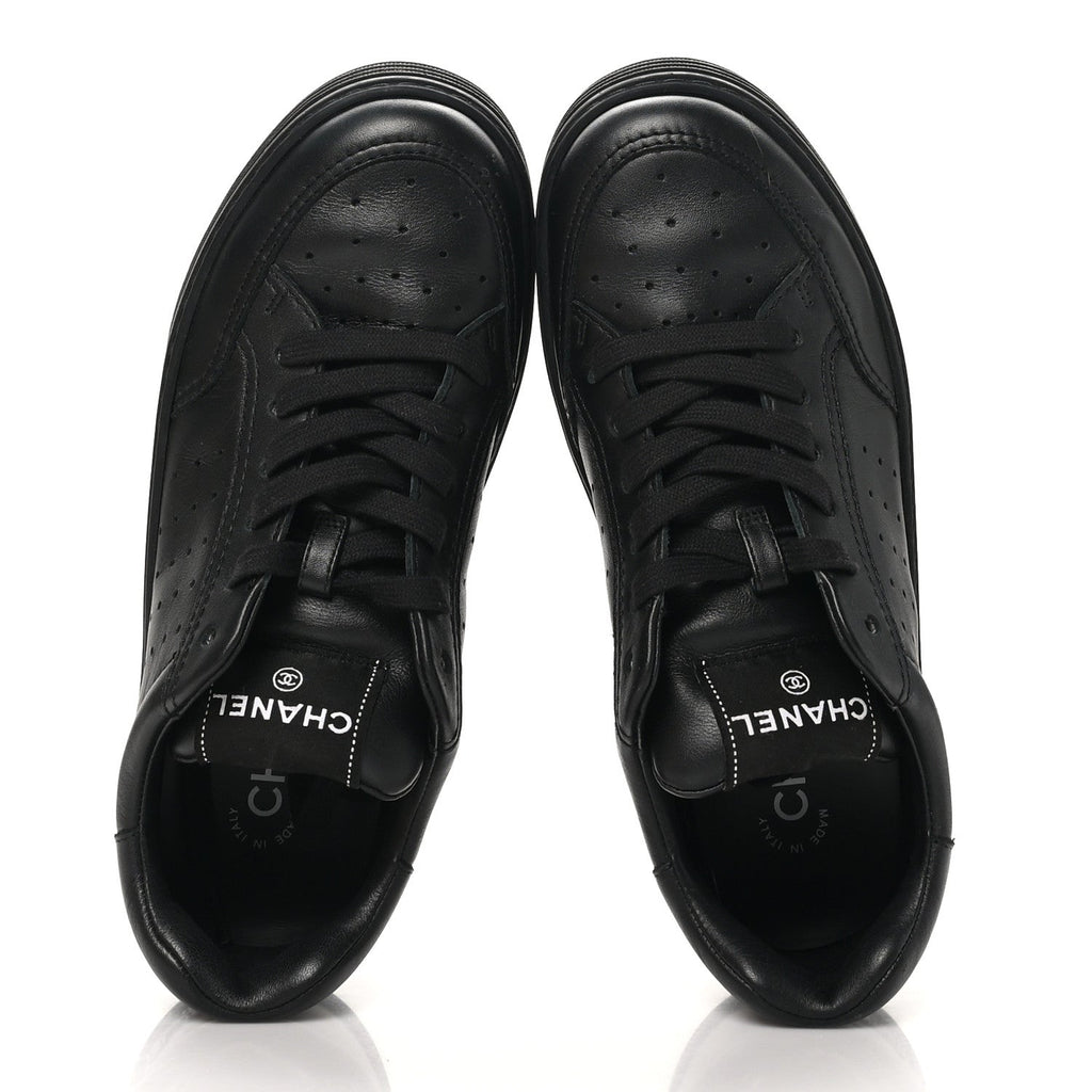 Calfskin CC Womens Sneakers 37.5 Black