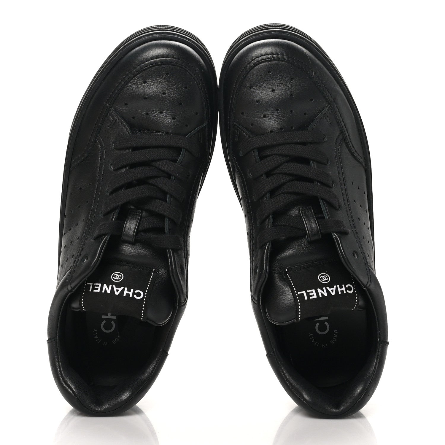 Calfskin CC Womens Sneakers 37.5 Black