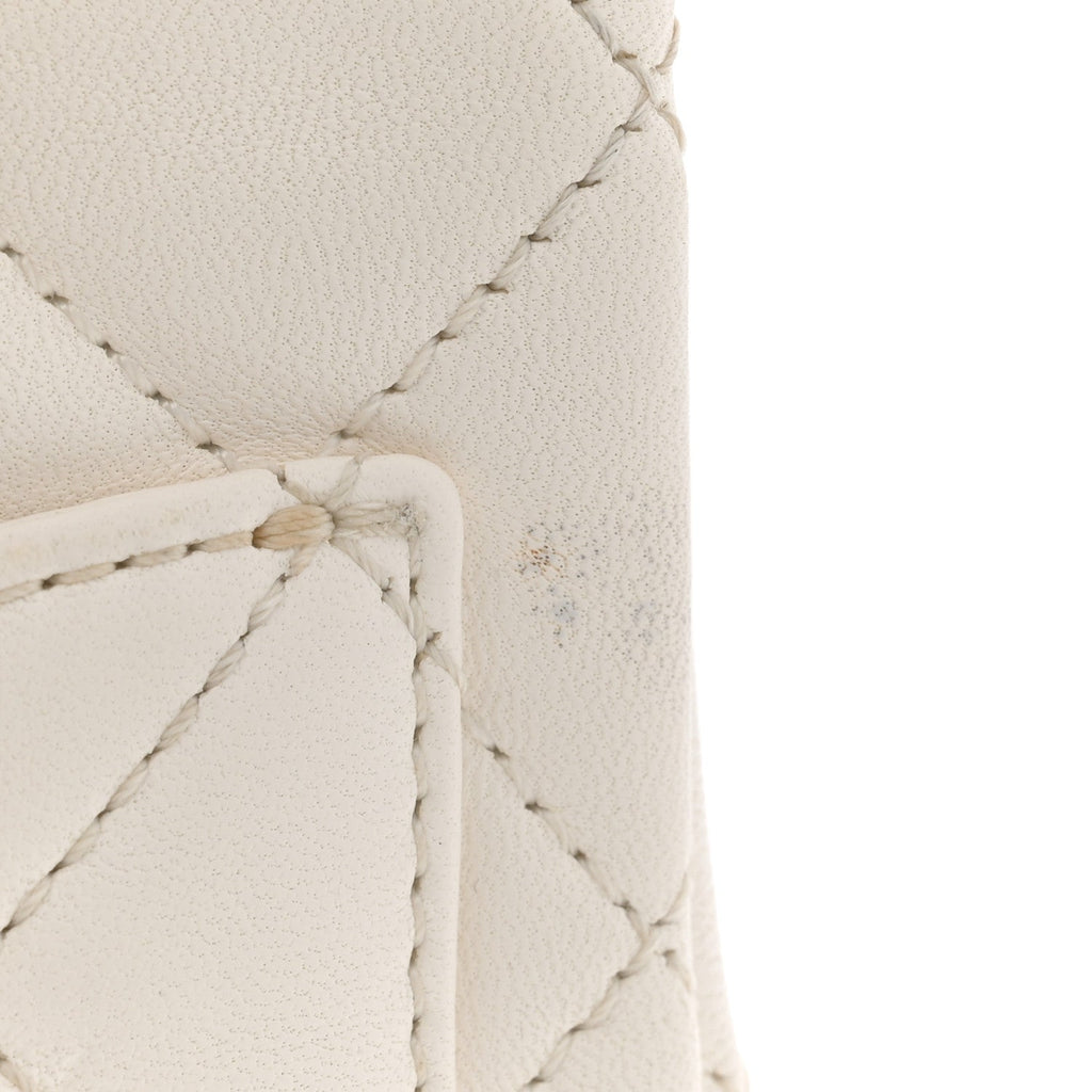 Lambskin Quilted Mini Pearl Crush Flap White