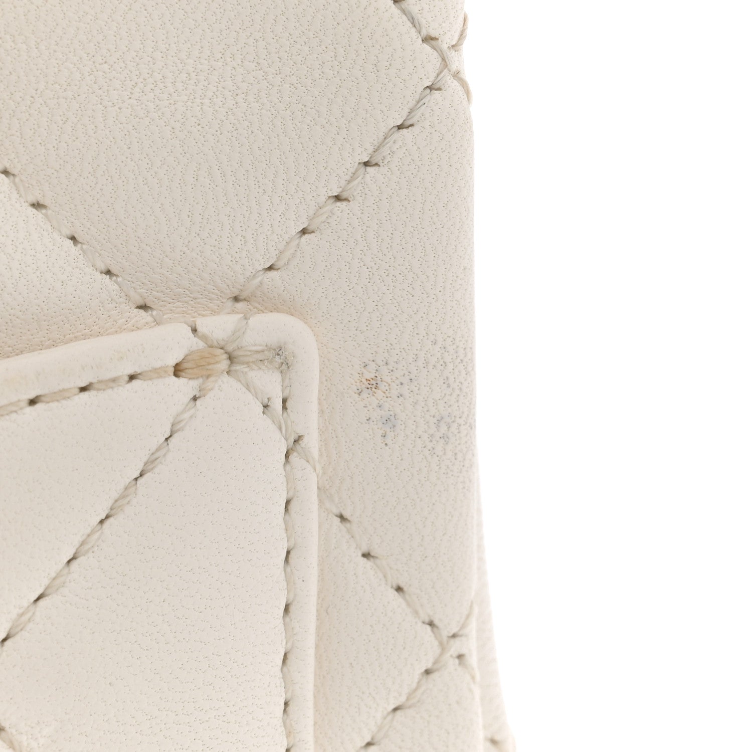 Lambskin Quilted Mini Pearl Crush Flap White