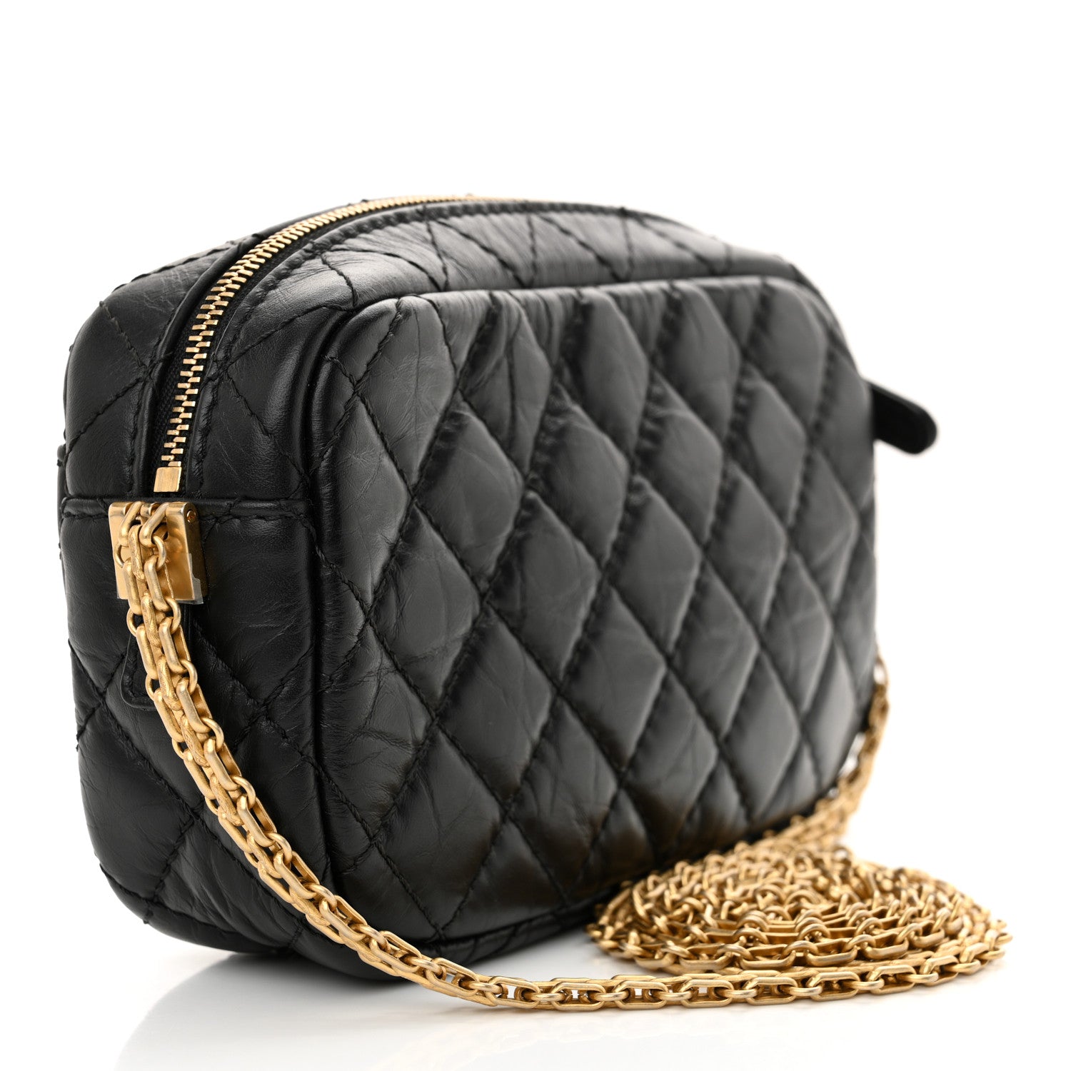 Aged Calfskin Quilted Mini Reissue Camera Case Black