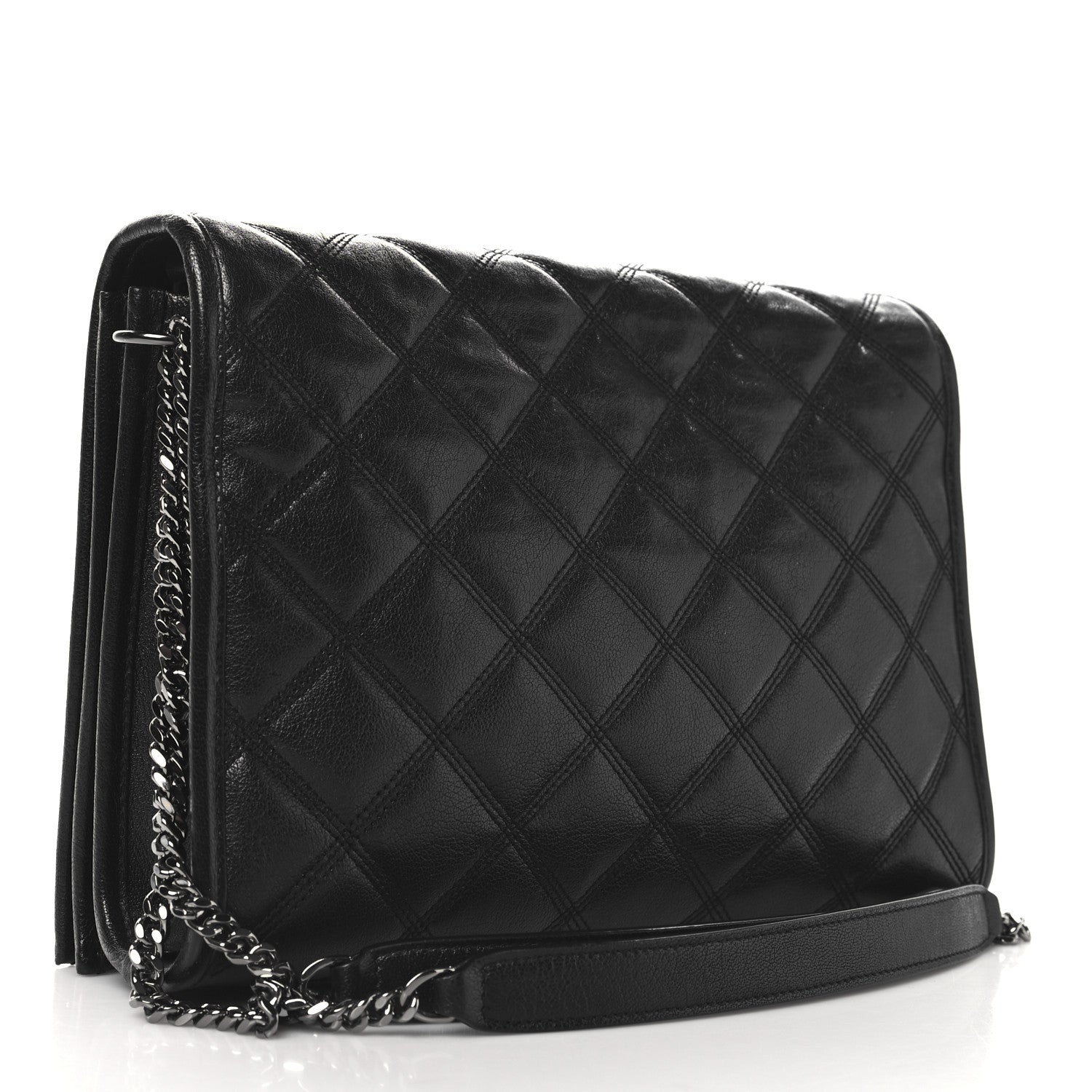 Lambskin Quilted Small Becky Chain Bag Black