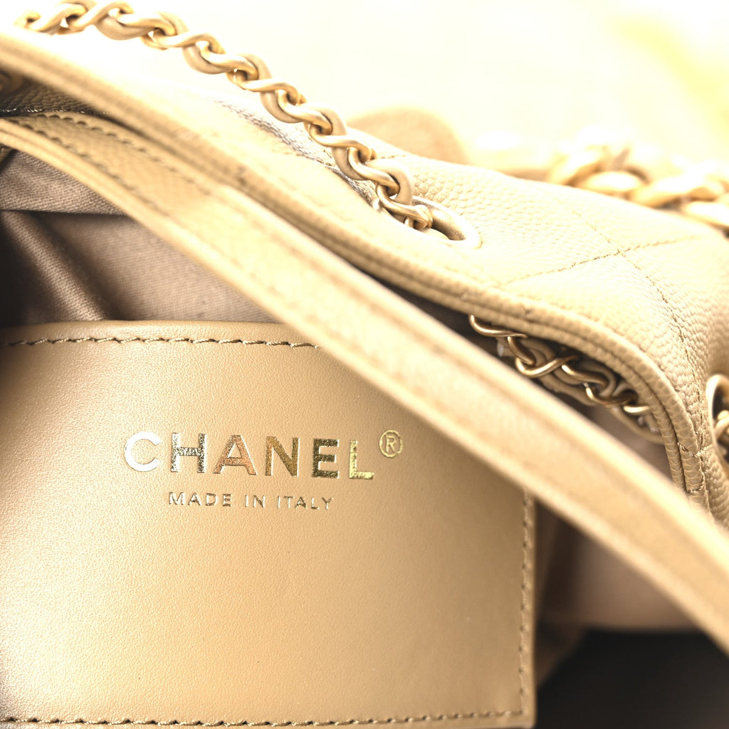 Caviar Quilted Medium Chanel 25 Handbag Dark Beige