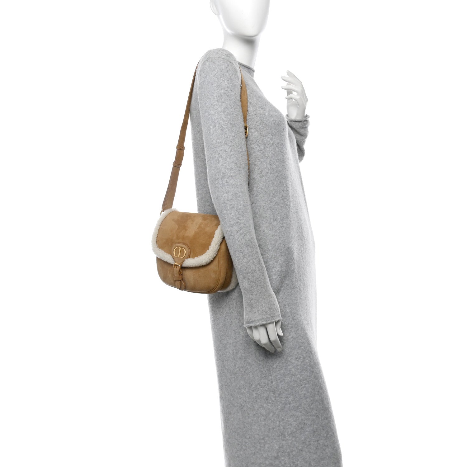 Suede Shearling Medium Bobby Flap Natural