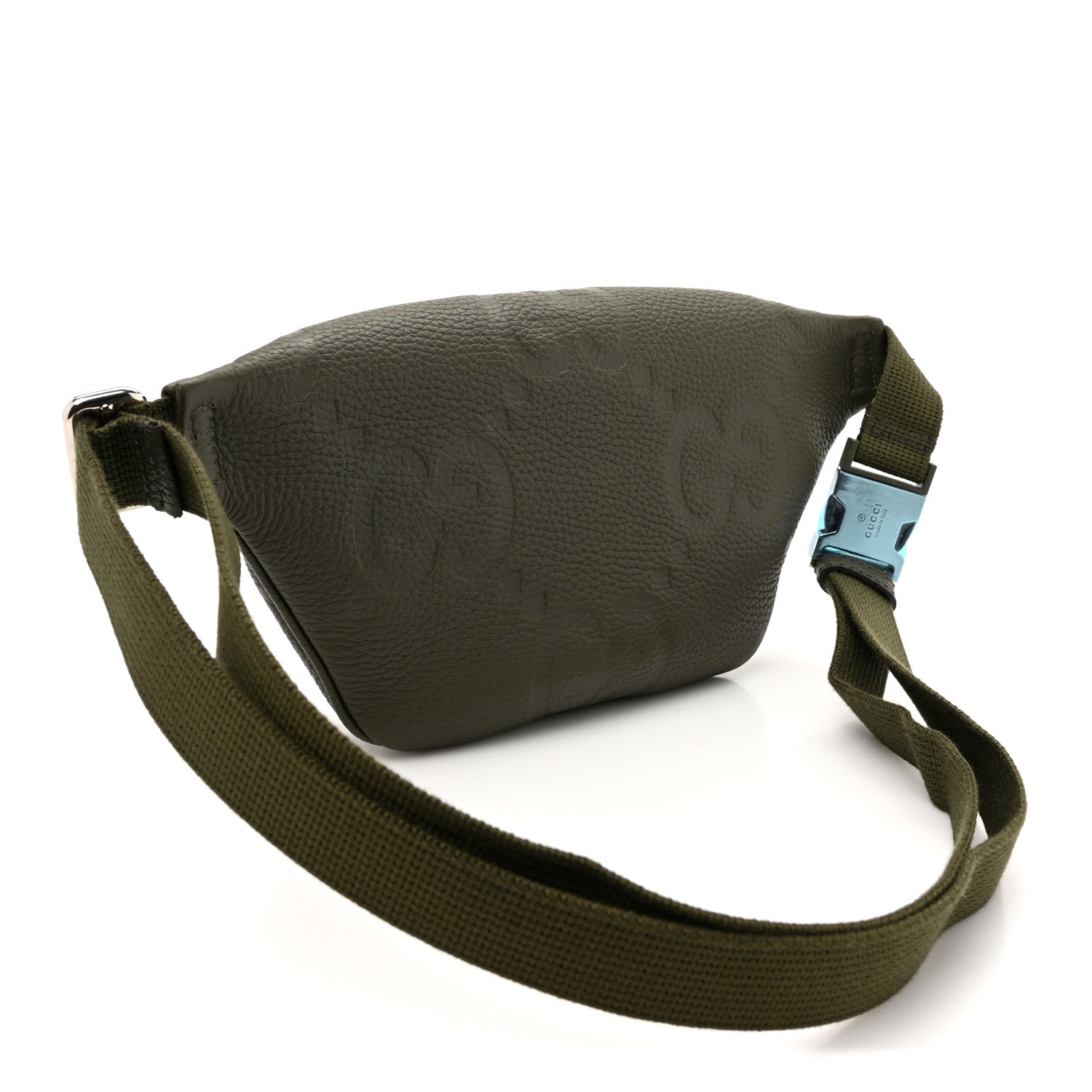 Piuma Calfskin Jumbo GG Embossed Small Belt Bag Dark Green
