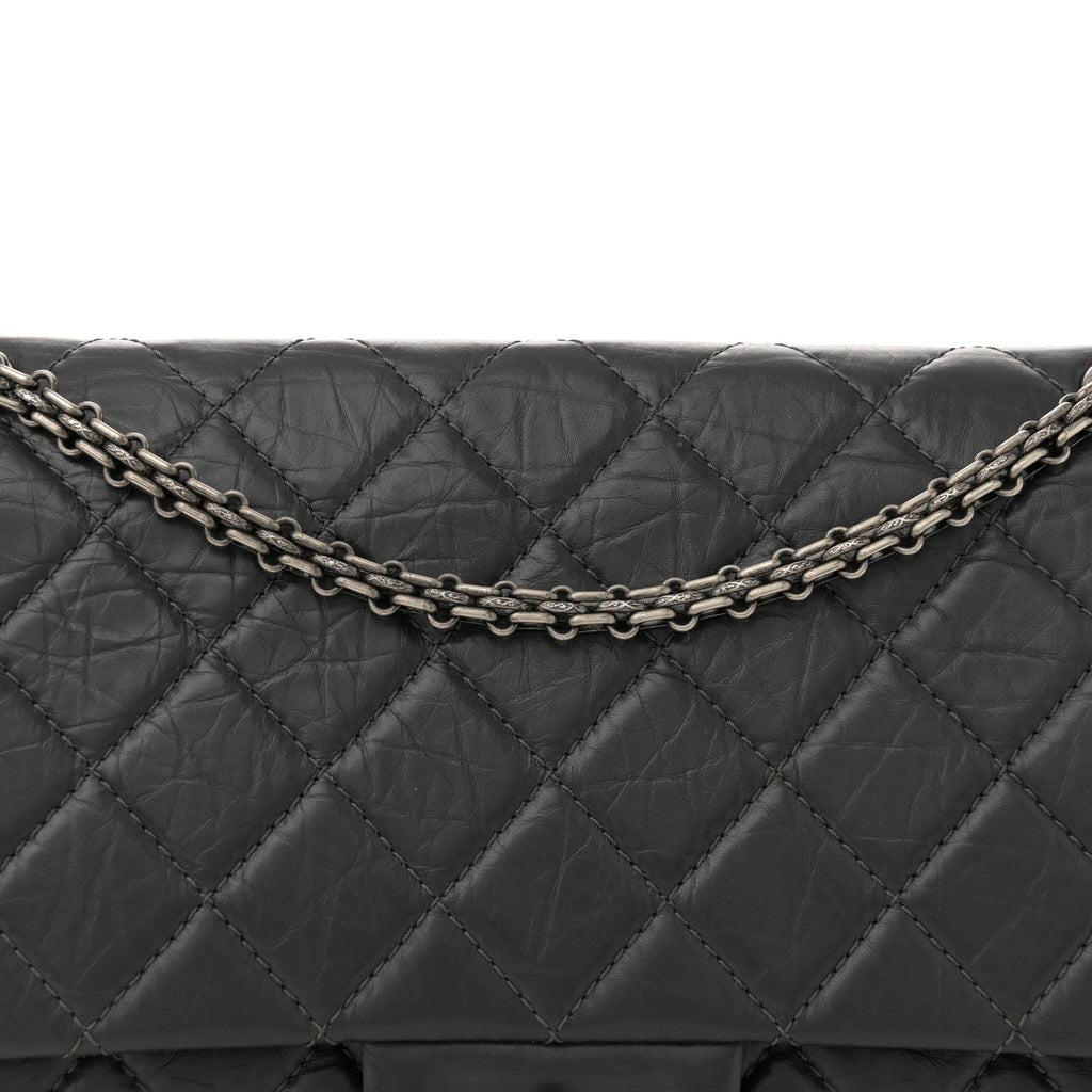 Aged Calfskin Quilted 2.55 Reissue 227 Flap Dark Grey