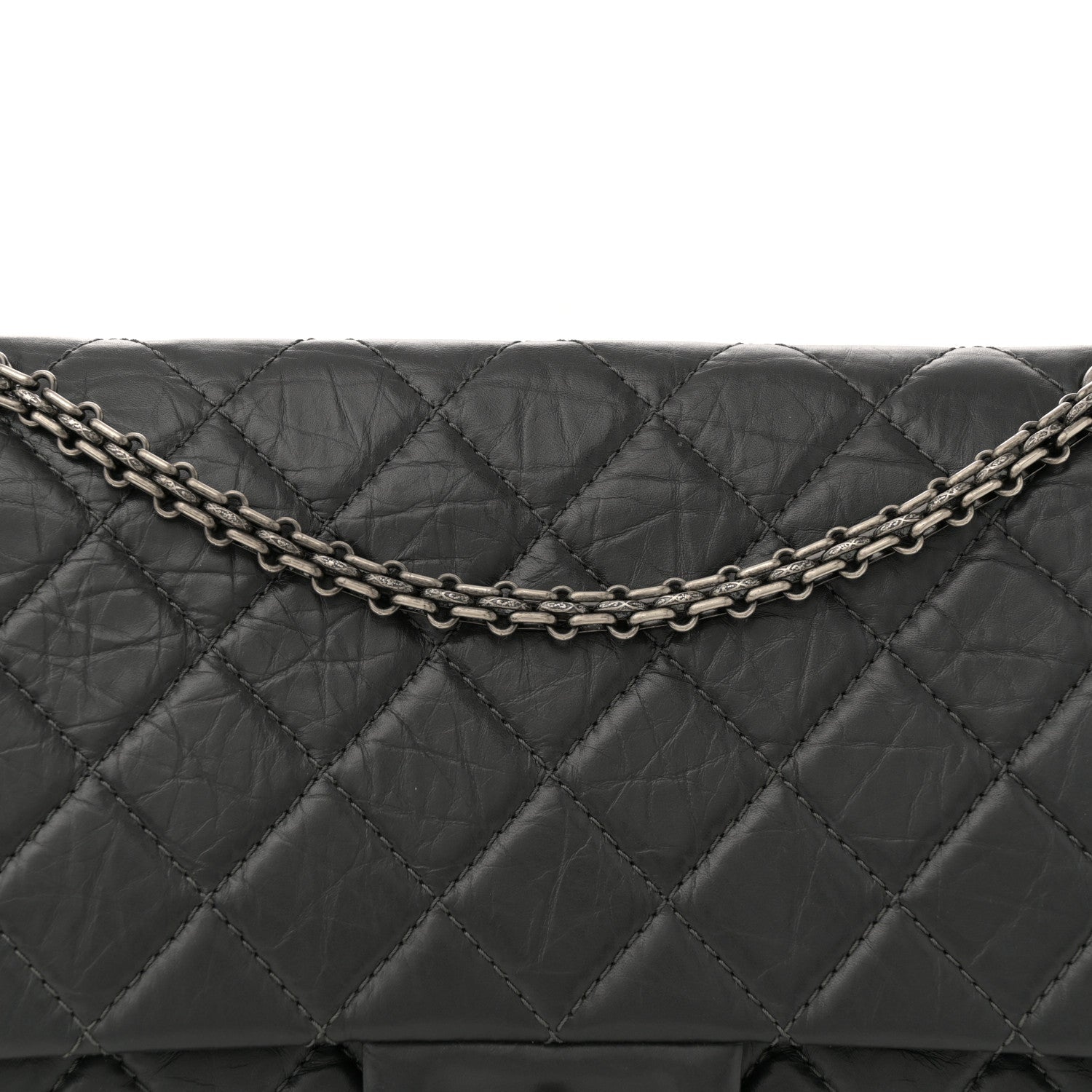 Aged Calfskin Quilted 2.55 Reissue 227 Flap Dark Grey