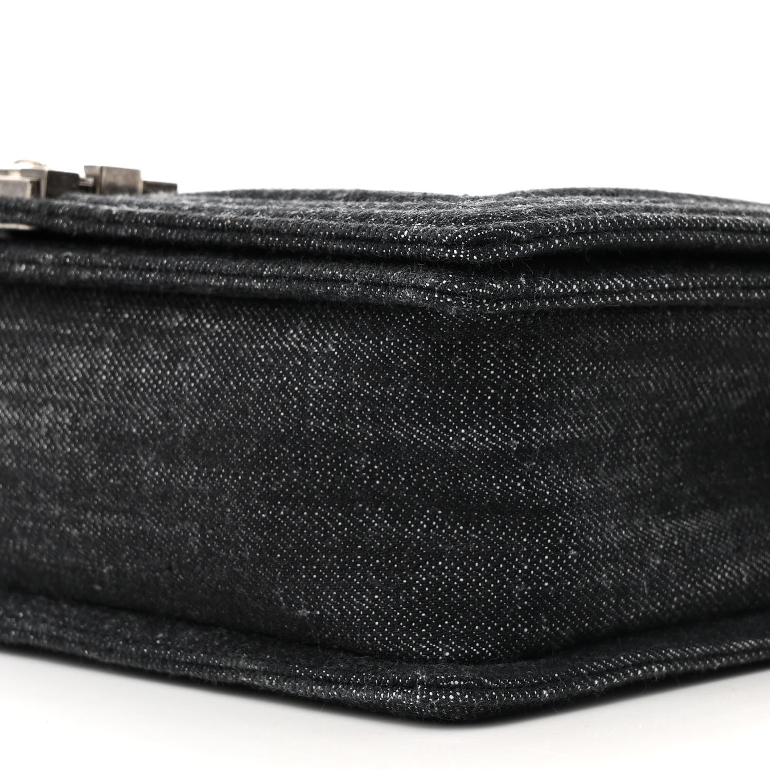 Denim Quilted Medium Boy Flap Black