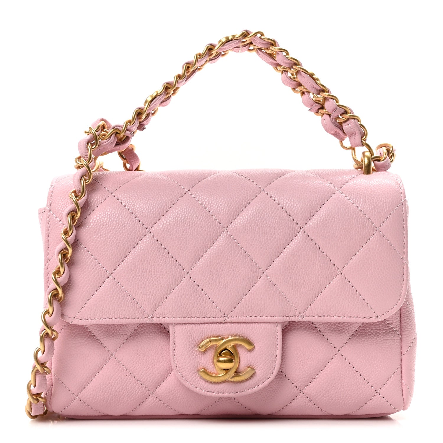 Caviar Quilted Mini Flap Light Pink