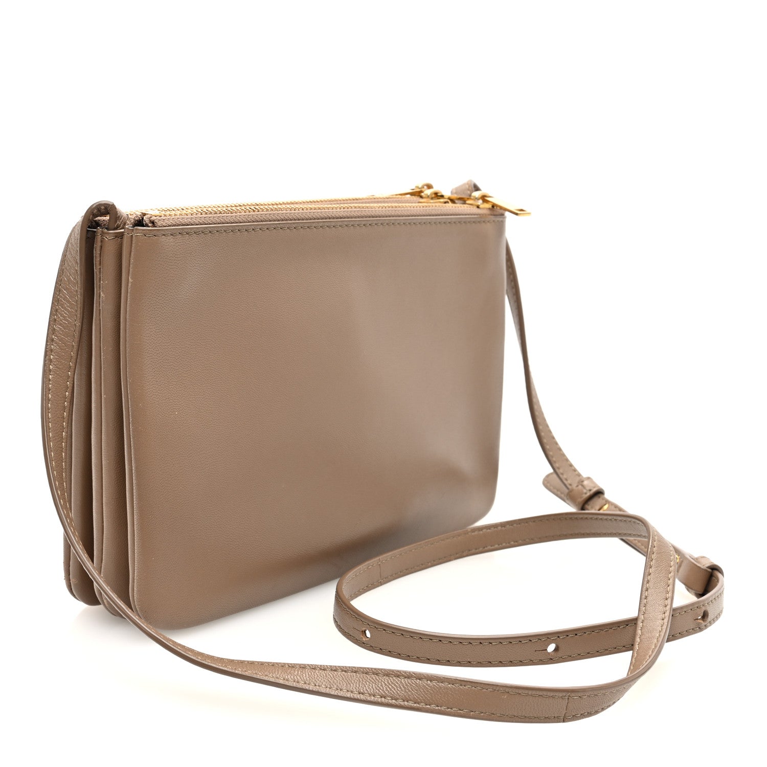 Lambskin Small Trio Crossbody Bag Taupe
