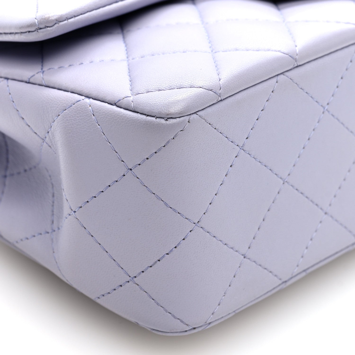 Lambskin Quilted Mini Top Handle Rectangular Flap Light Purple