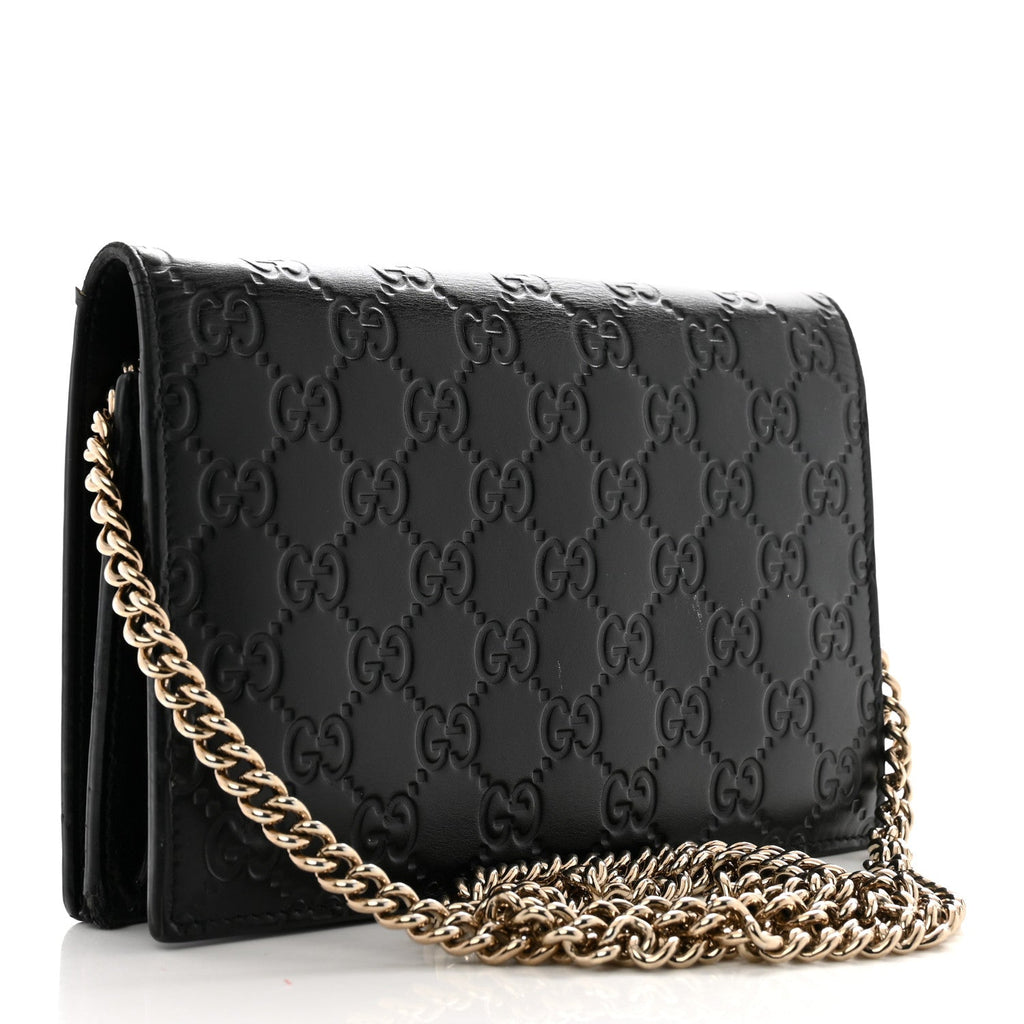 Guccissima Signature Bowy Chain Wallet Black