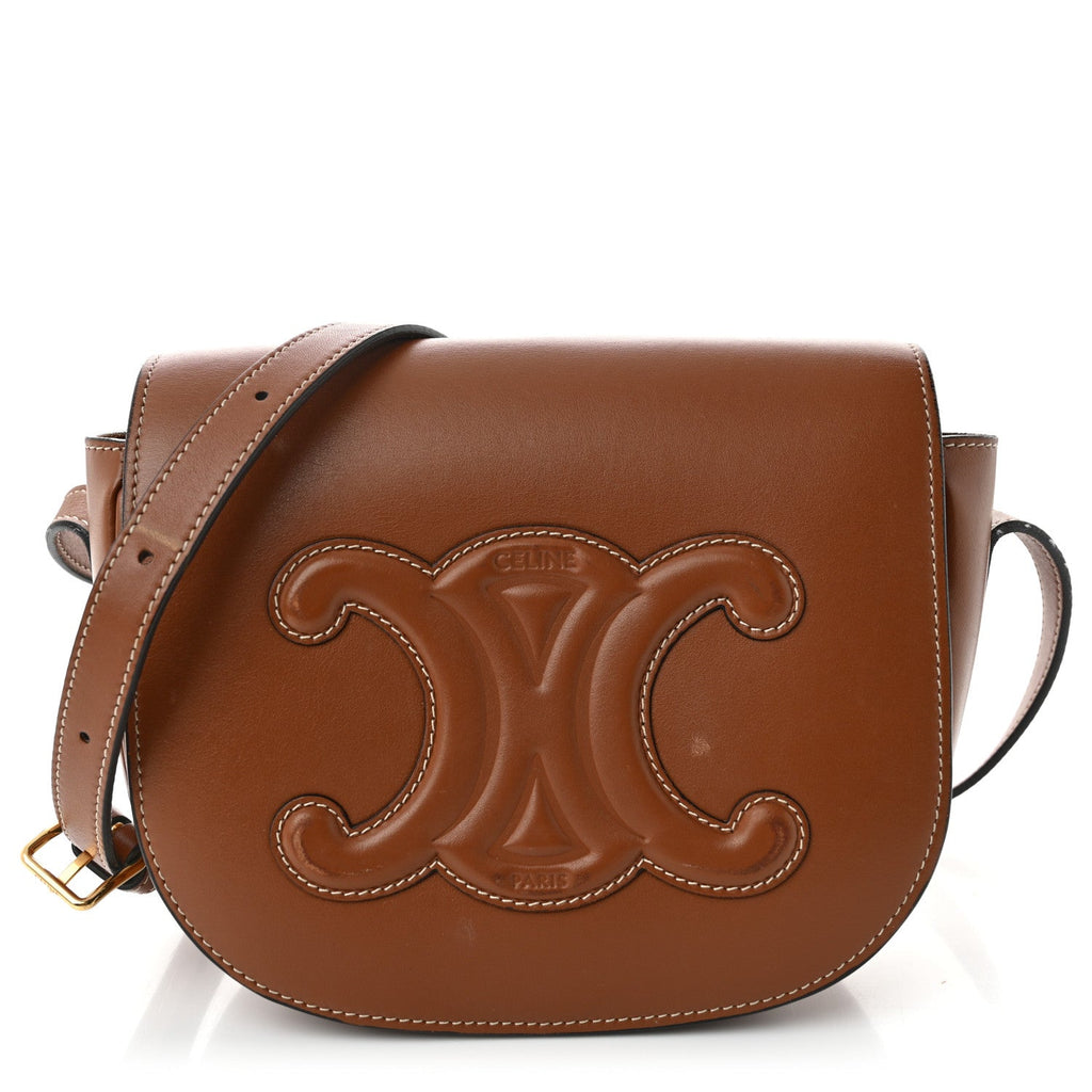 Smooth Calfskin Cuir Triomphe Folco Crossbody Bag Tan