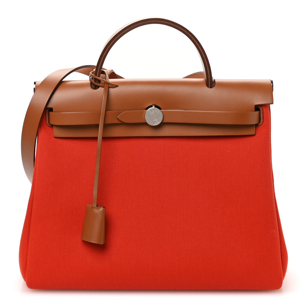 Vache Hunter Toile Herbag Zip 31 PM Orange Mecano Fauve