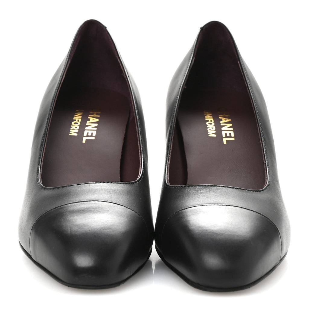 Lambskin Cap Toe CC Uniform Pumps 37.5 Black