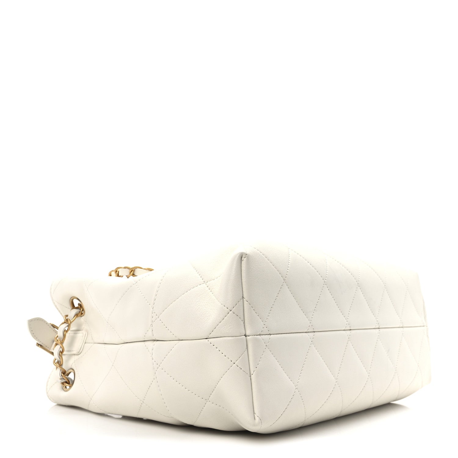 Calfskin Stitched Shopping Bag White