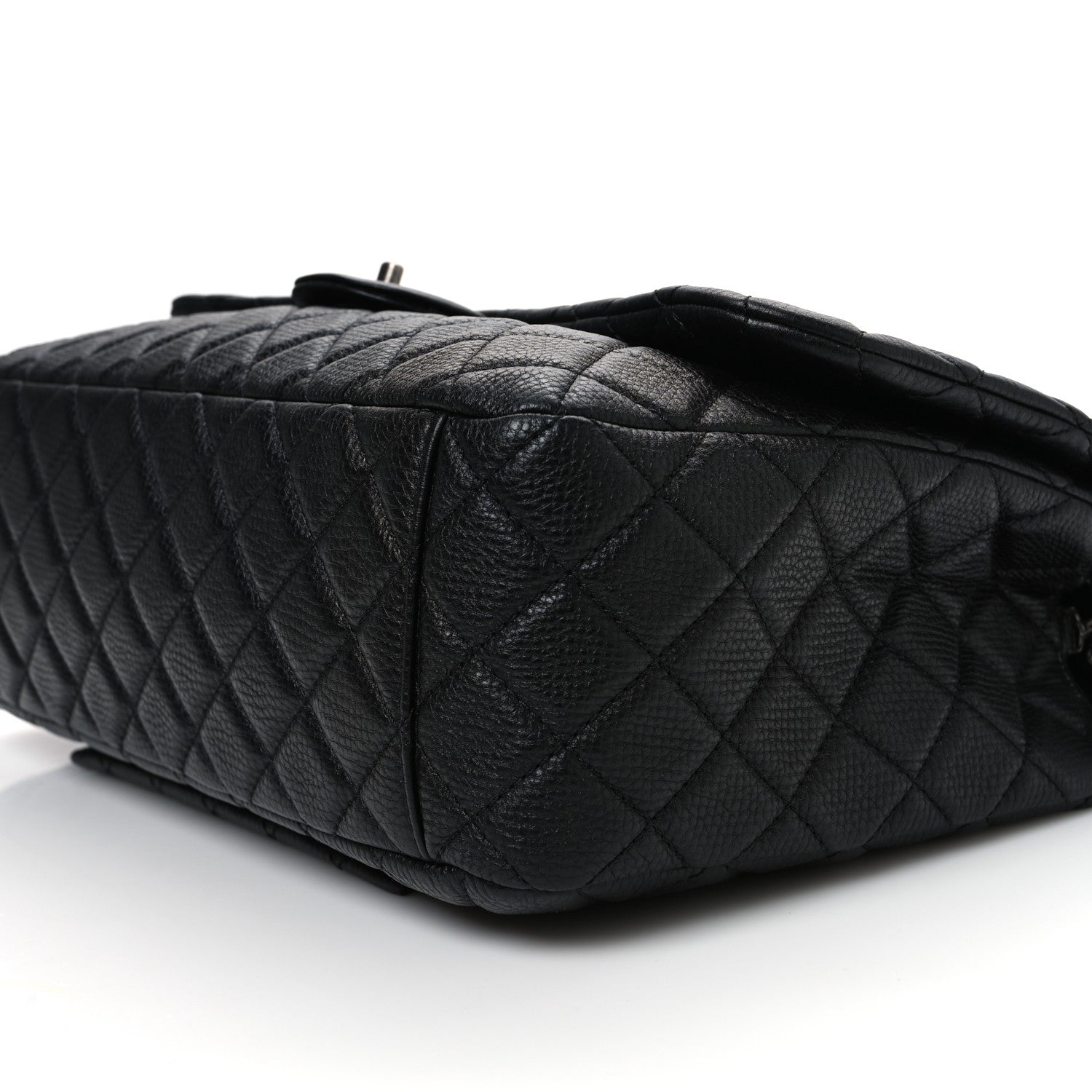 Grained Calfskin Quilted Small XXL Travel Flap Bag Black