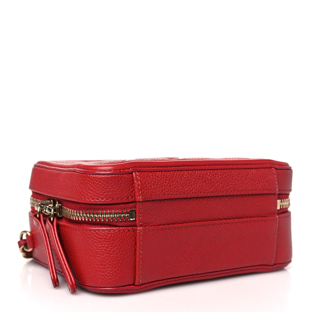 Caviar Quilted Small CC Filigree Vanity Case Red