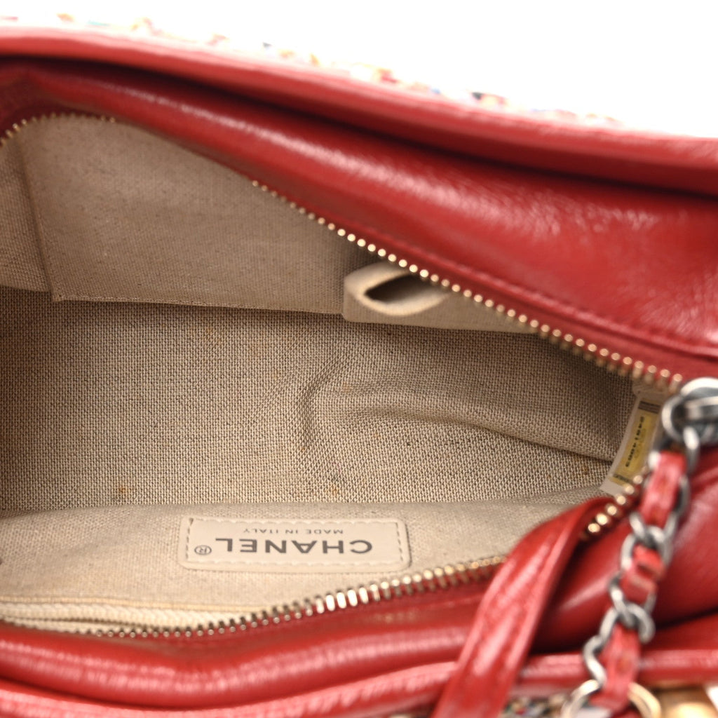 Tweed Calfskin Small Gabrielle Hobo Red Multicolor