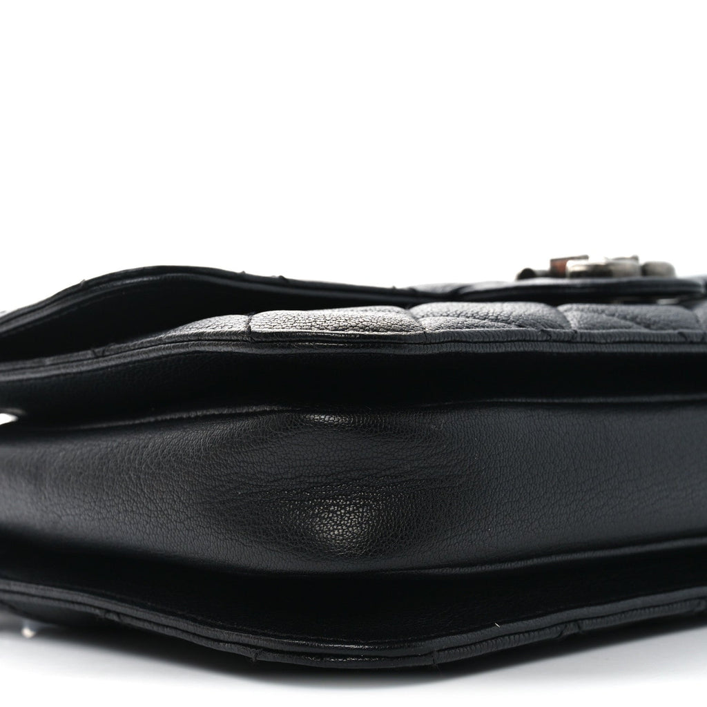 Goatskin Quilted Medium Perfect Edge Flap Black