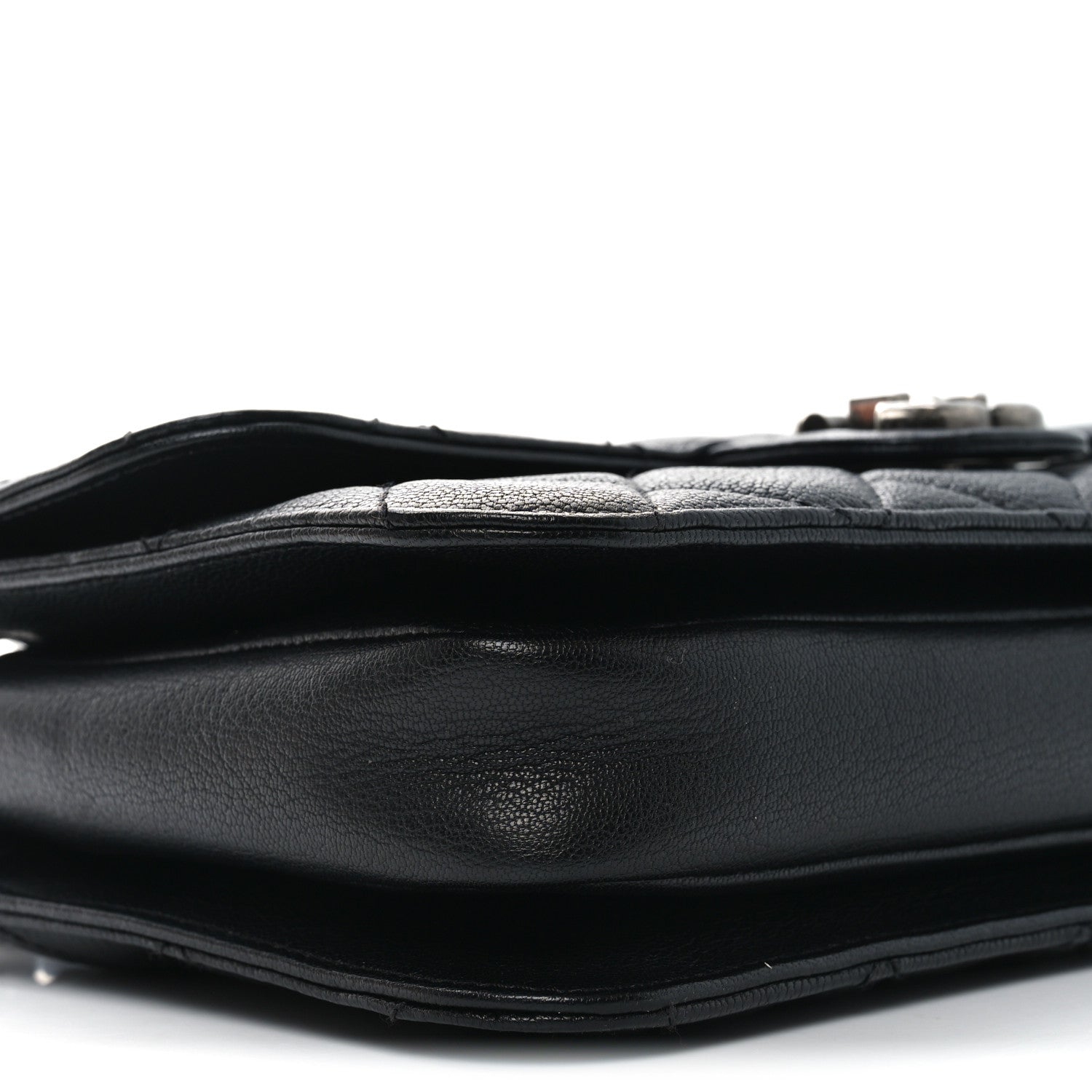 Goatskin Quilted Medium Perfect Edge Flap Black