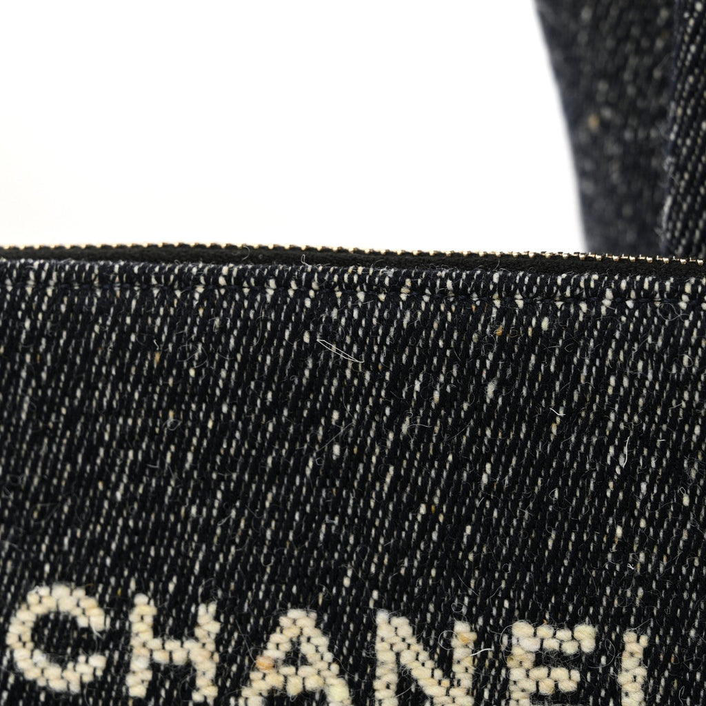 Denim Small Deauville Tote Dark Blue White