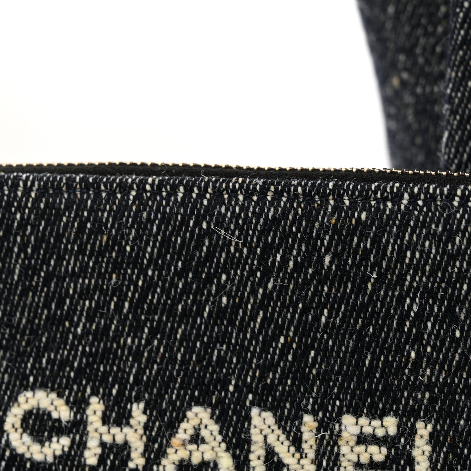 Denim Small Deauville Tote Dark Blue White