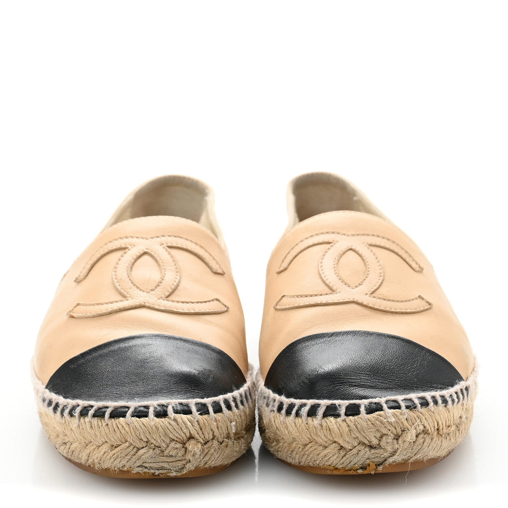 Lambskin CC Espadrilles 39 Beige Black
