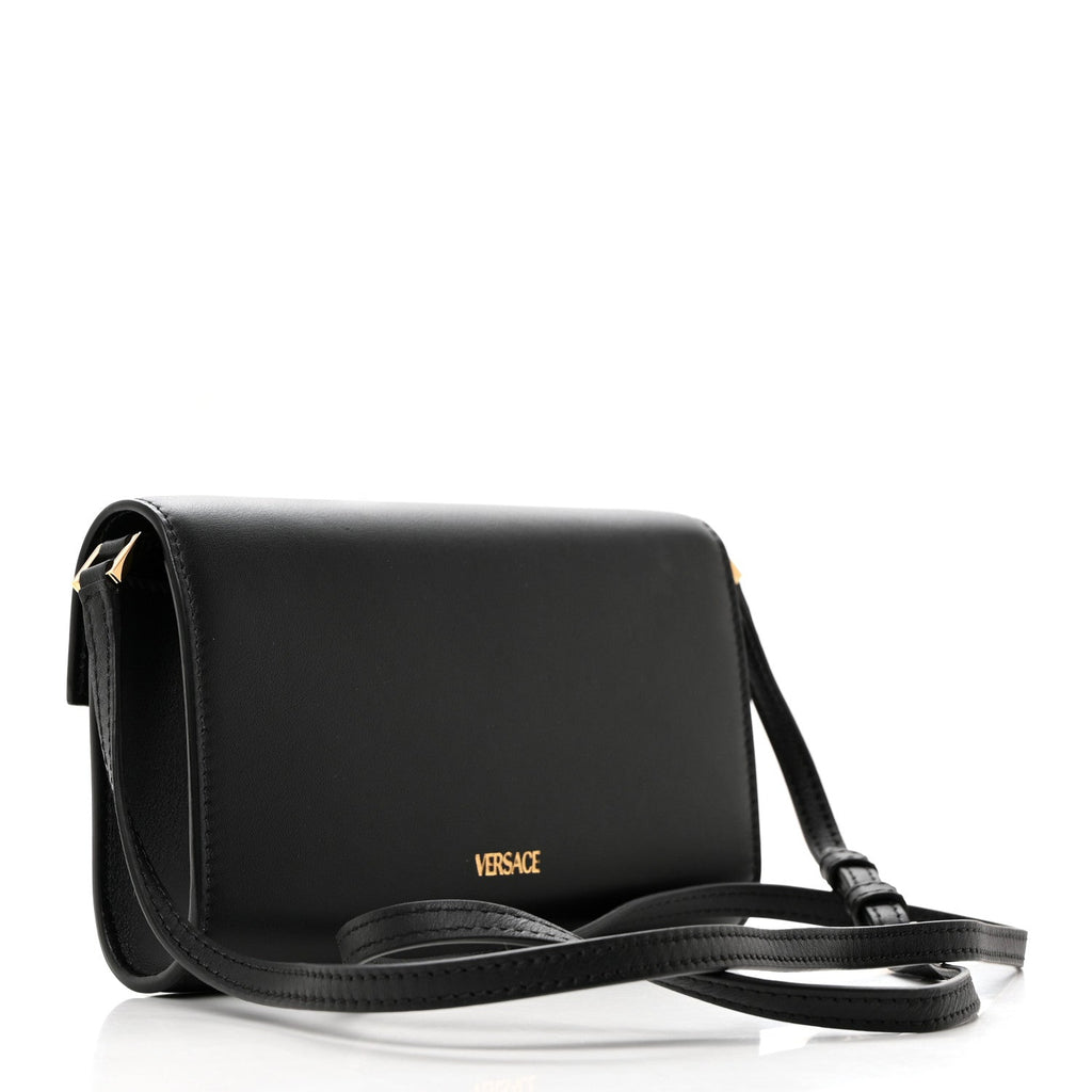 Lambskin Medusa Wallet On Strap Black