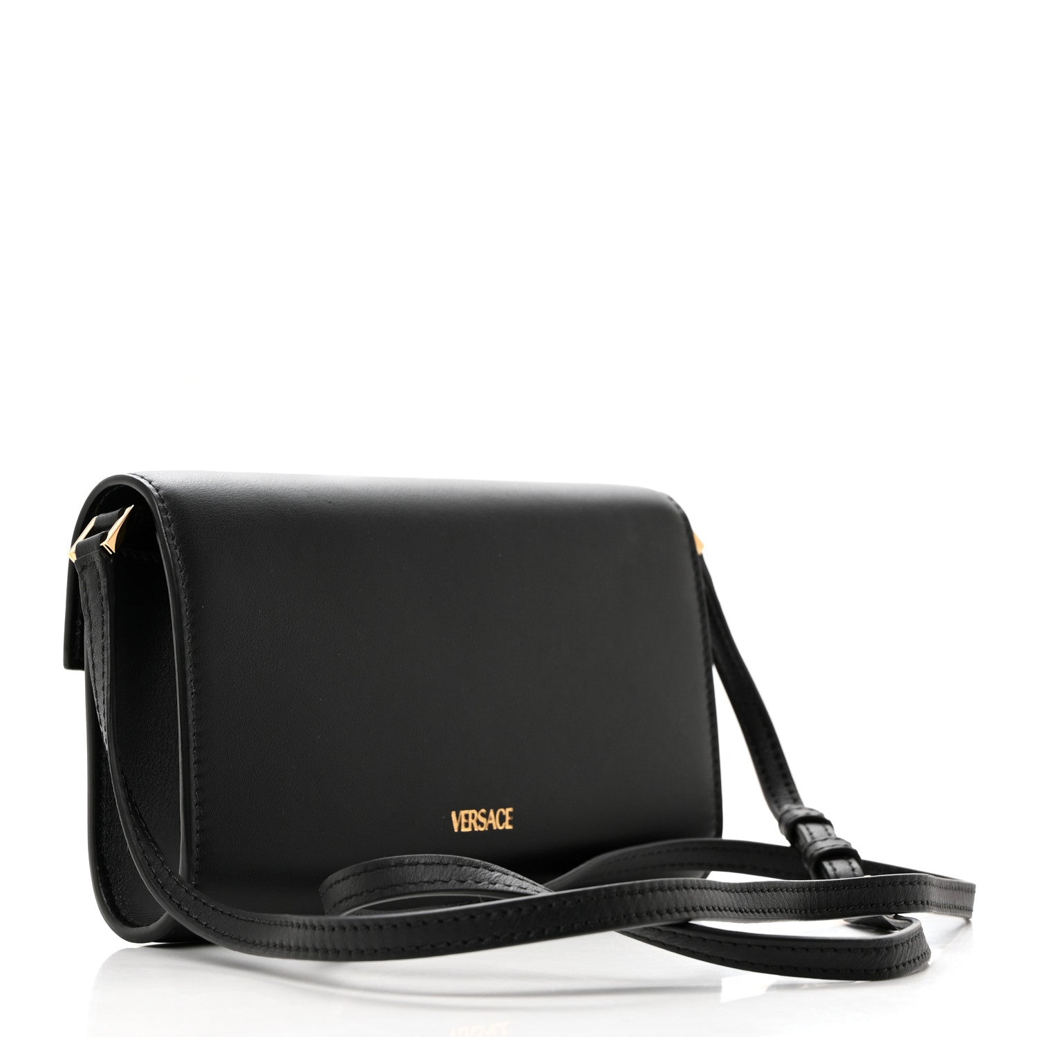 Lambskin Medusa Wallet On Strap Black