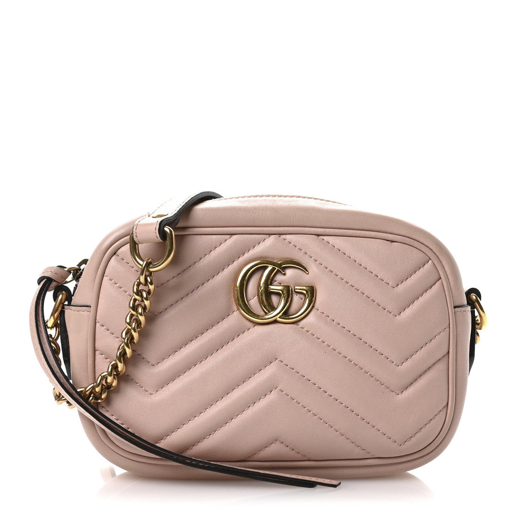 Calfskin Matelasse Mini GG Marmont Chain Shoulder Bag Perfect Pink