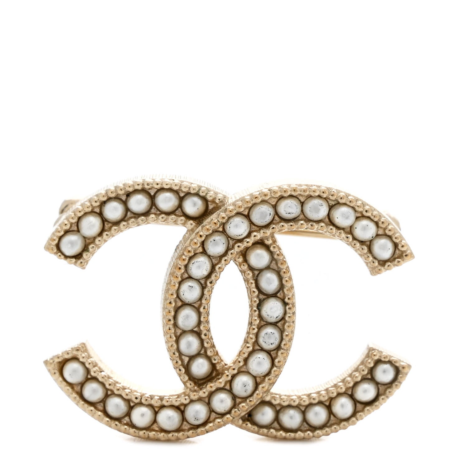 Pearl CC Mini Brooch  Gold