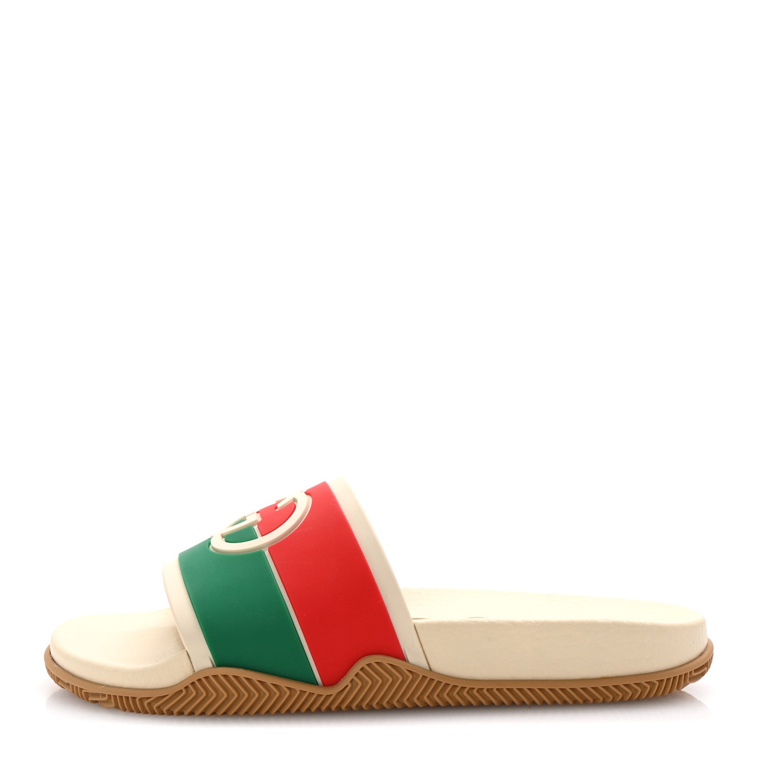 Rubber Web Womens Interlocking G Slide Sandals 37 Mystic White Green Red