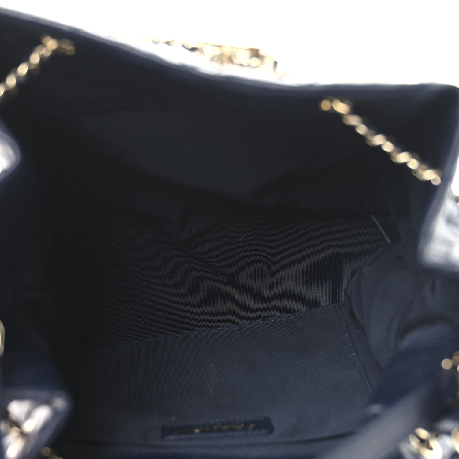 Caviar Quilted Large Rolled Up Bucket Drawstring Bag Navy