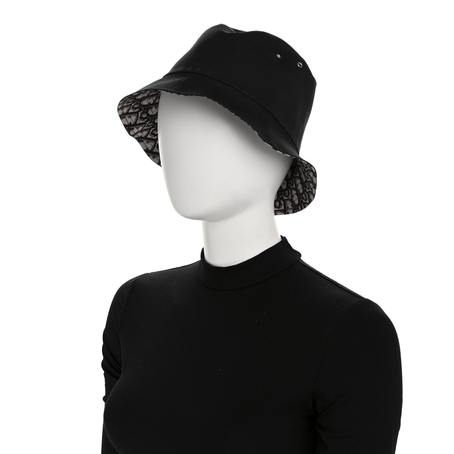 Nylon Oblique Reversible Teddy-D Brim Bucket Hat Beige