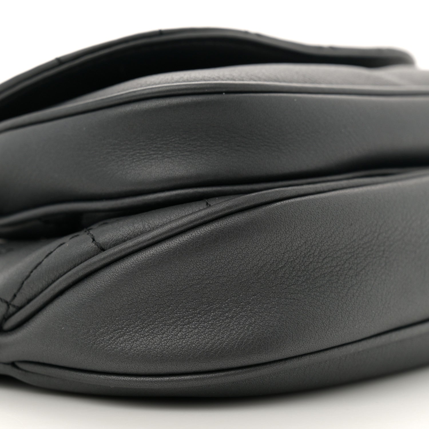 Metallic Calfskin Flap Chain Waist Bag Ruthenium